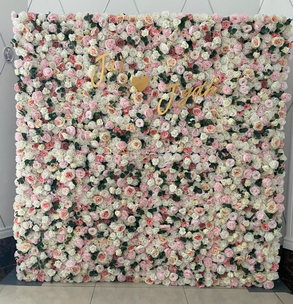 mixed blush flower wall in North York