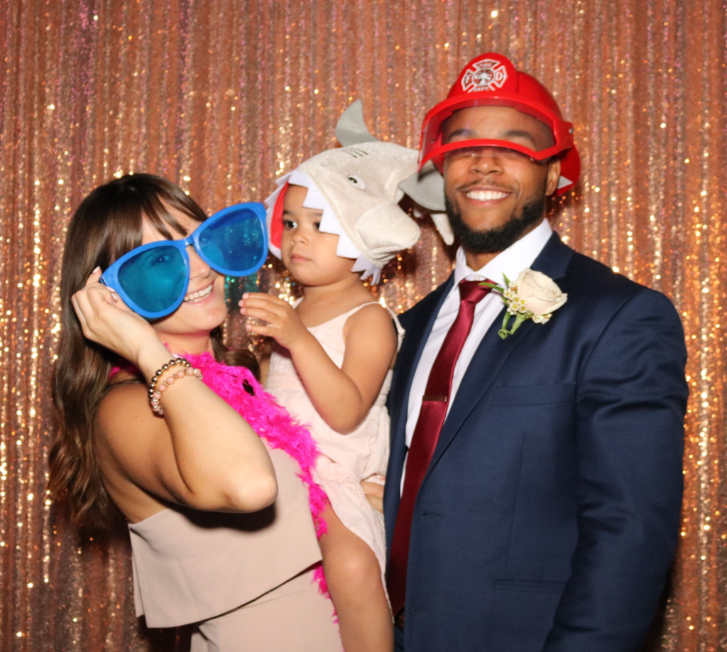 Toronto Photo booth rental with rose gold back drop 