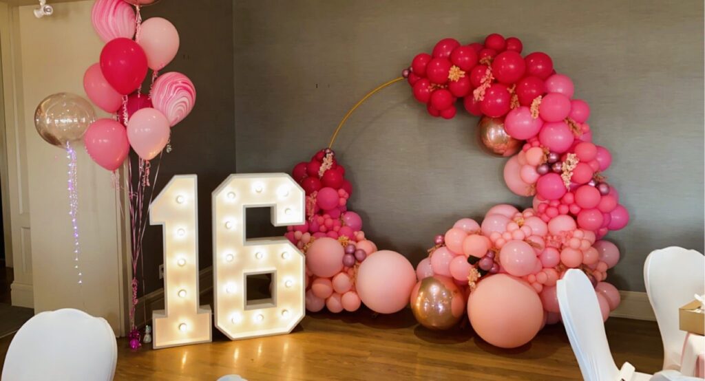 Bright Marquee Numbers with Pink Balloon Decor Waterloo - Balloon, Marquee, and Event Decor Ideas in Waterloo