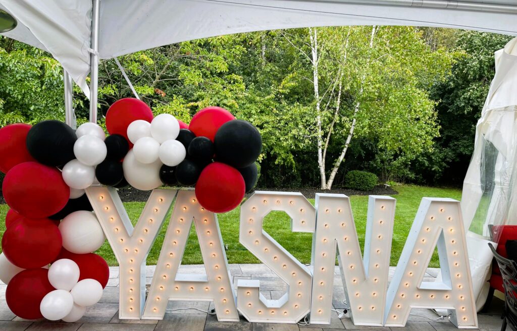 White Marquee Letters with Multi-Coloured Balloon Decor Oakville