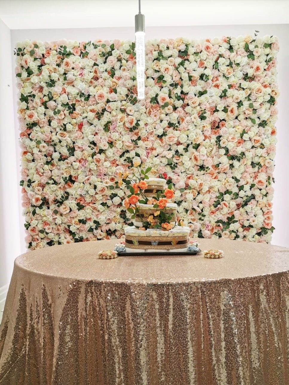 Mixed blush flower walls in Toronto